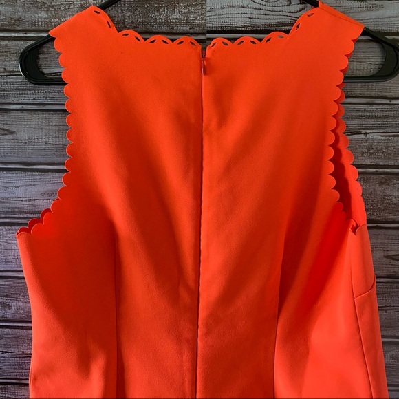 J Crew Bright Orange Laser Cut Shift Dress Size 6 - Picture 8 of 12